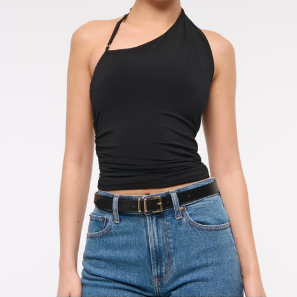 Abercrombie & Fitch Black One-Shoulder Tank Top